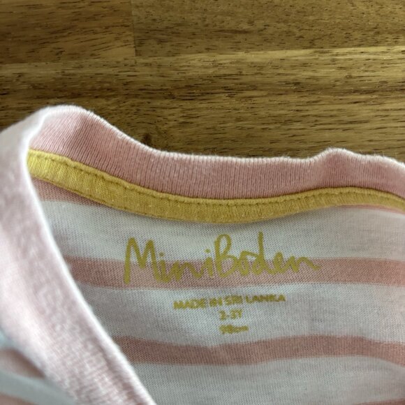 Mini Boden Appliqué Shirt Striped Ballerinas Short Sleeve Preppy 2-3 Years - Picture 7 of 13